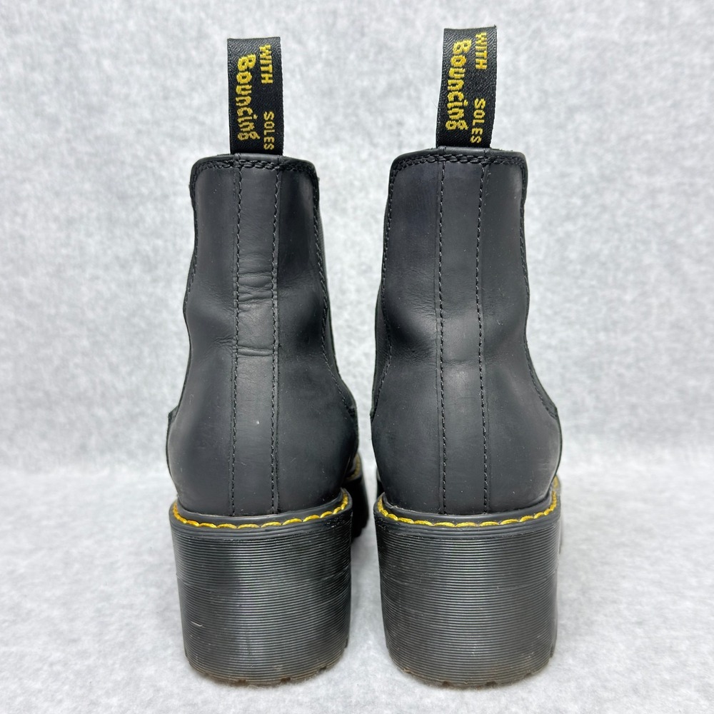 Dr Martens Rometty Womens Size 9 Platform Chelsea Boots Black Burnished Wyoming - Picture 4 of 9